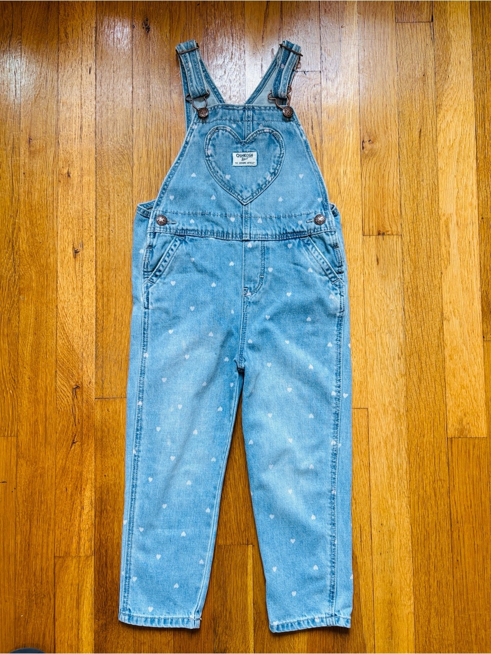 Oshkosh Light Blue Heart Denim Overalls -4t girls